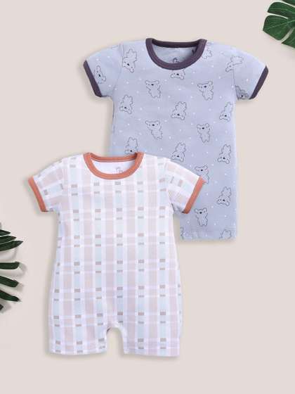 BABY GO Infants Boys
                    Pack of 2 Printed Rompers