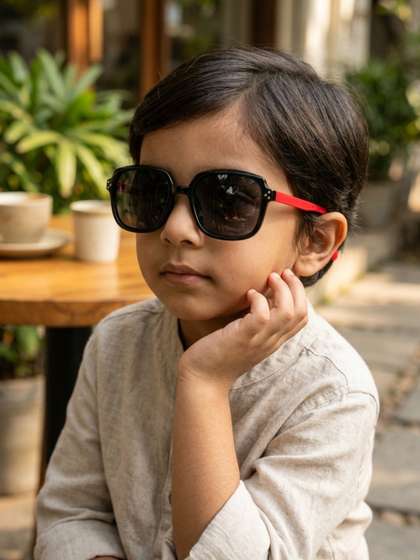 Biglilpeople Unisex Kids
                    Black Lens & Red Square Sunglasses with