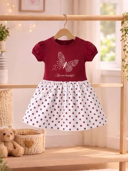 CUTE N TIGHT Polka Dot
                      Print Fit & Flare Dress