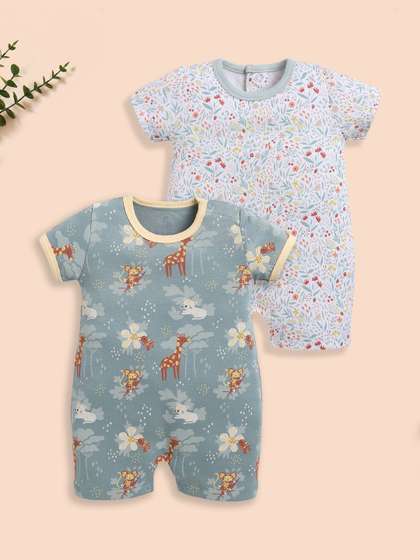 BABY GO Girls Cotton
                    Blend Pack of 2 Rompers