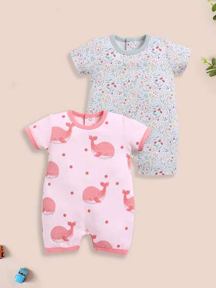 BABY GO Girls Cotton
                    Blend Pack of 2 Rompers