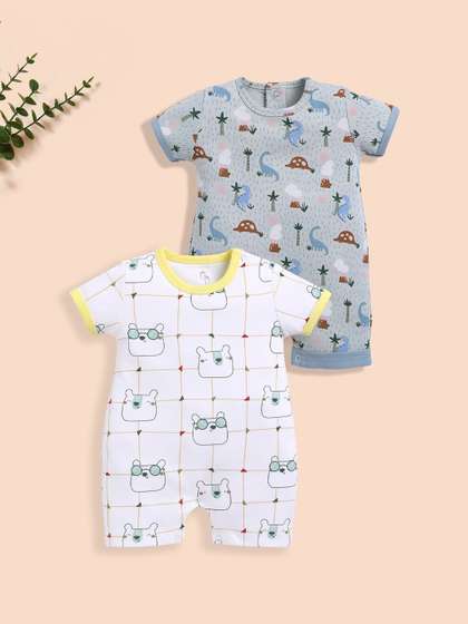 BABY GO Infants Boys
                    Pack of 2 Printed Rompers