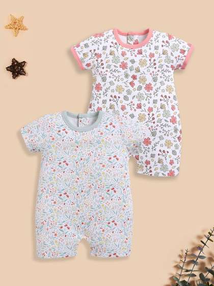 BABY GO Girls Cotton
                    Blend Pack of 2 Rompers