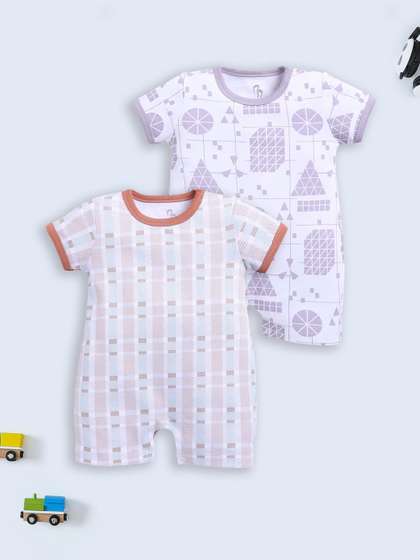 BABY GO Infants Boys
                    Pack of 2 Printed Rompers