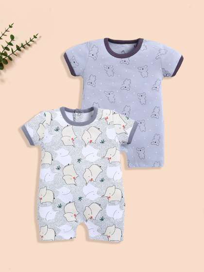 BABY GO Infants Boys
                    Pack of 2 Printed Rompers