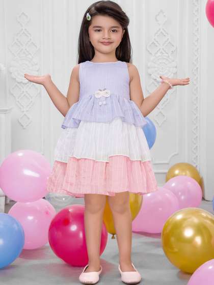 SNAZZYGIRL Colourblocked
                    Ruffled Fit & Flare Dress