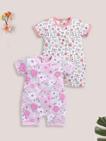 BABY GO Girls Cotton
                    Blend Pack of 2 Rompers