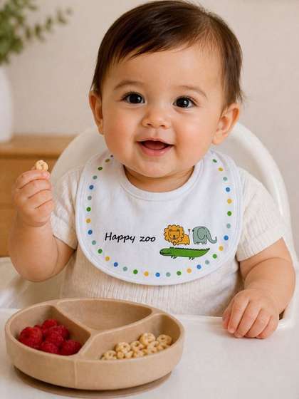 Little Surprise Box Pack
                    Of 3 Zoo Print Premium Adjustable Bibs Set