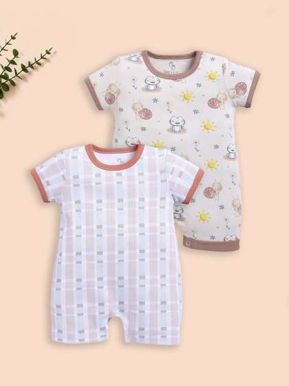 BABY GO Infants Boys
                      Pack of 2 Printed Rompers