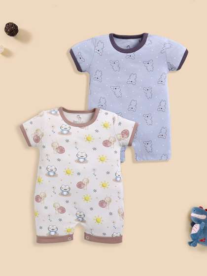 BABY GO Infants Boys
                    Pack of 2 Printed Rompers