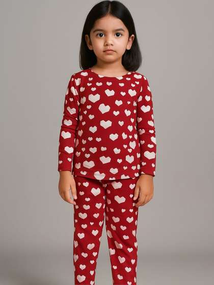 YK Girls Printed
                      T-shirt with Pyjamas