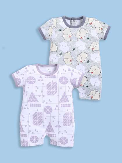 BABY GO Infants Boys
                      Pack of 2 Printed Rompers