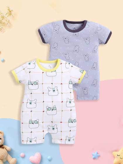 BABY GO Infants Boys
                    Pack of 2 Printed Rompers