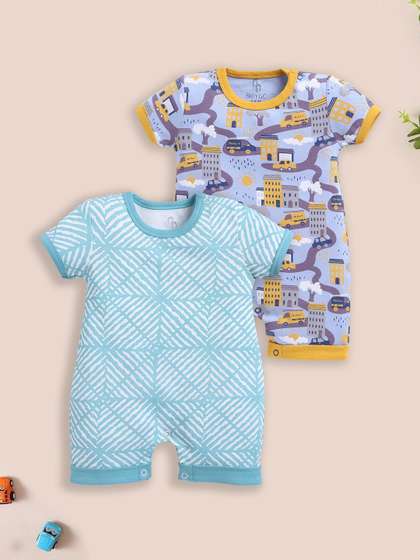 BABY GO Infants Boys
                      Pack of 2 Printed Rompers