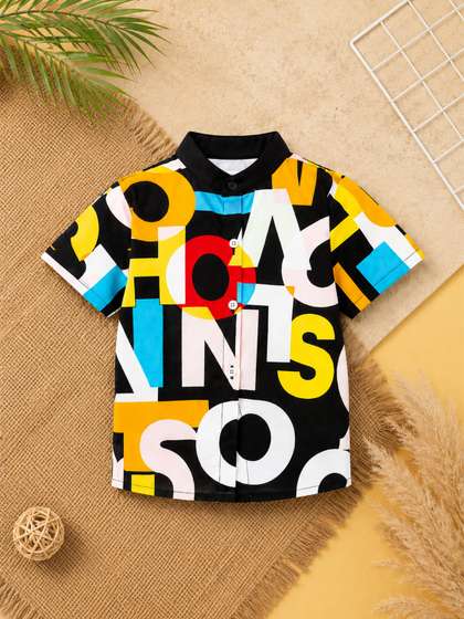 HERE&NOW Unisex Kids
                    Classic Typography Printed Cotton Shirt