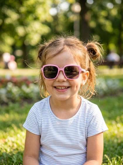 Biglilpeople Unisex Kids
                    Black Lens & Pink Square Sunglasses with