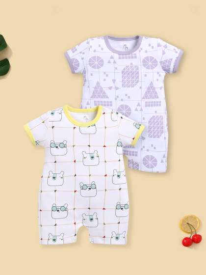 BABY GO Infants Boys
                      Pack of 2 Printed Rompers