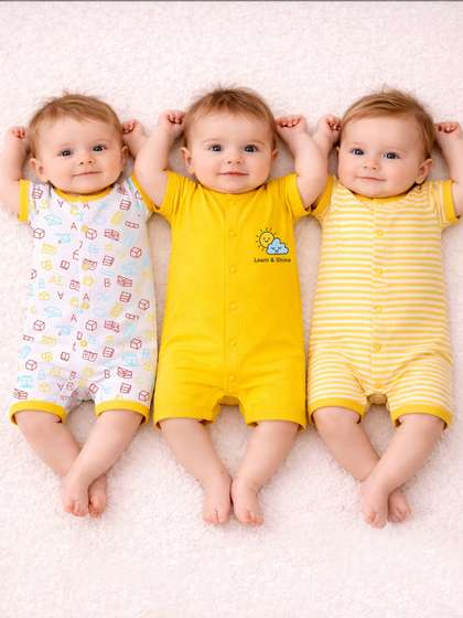 KidBee Infants Pack Of
                      3 Printed Pure Cotton Rompers