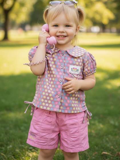 V-Mart Girls Printed Top
                    with Shorts