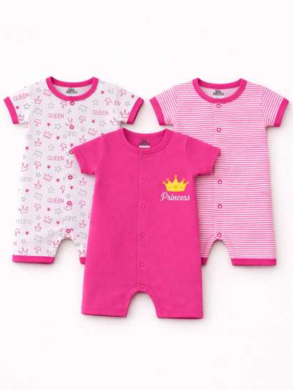 KidBee Infants Pack Of 3
                    Printed Pure Cotton Rompers