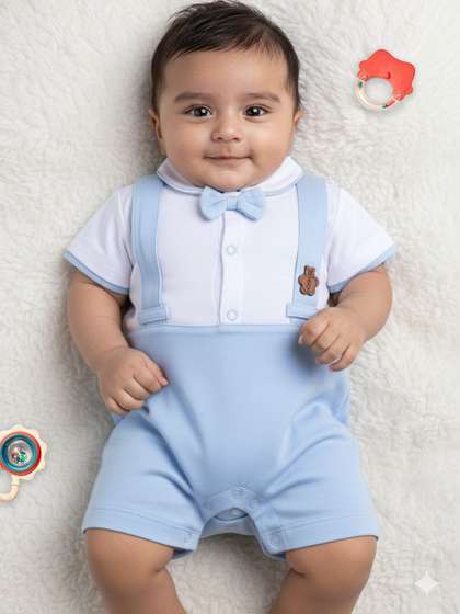BABY GO Infant Boys
                    Colourblocked Cotton Rompers