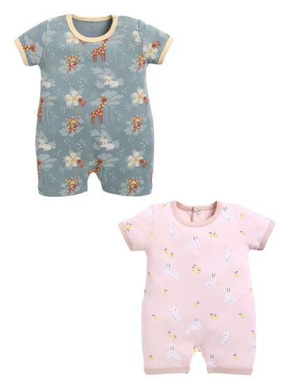 BABY GO Girls Cotton
                    Blend Pack of 2 Rompers
