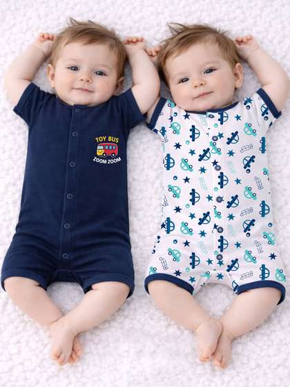 KidBee Infants Pack Of 2
                    Printed Cotton Rompers