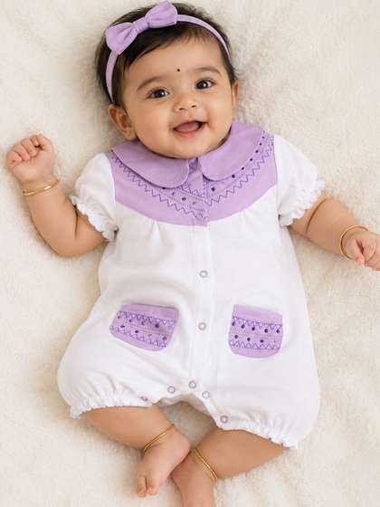 BABY GO Infant Girls
                    Printed Cotton Rompers