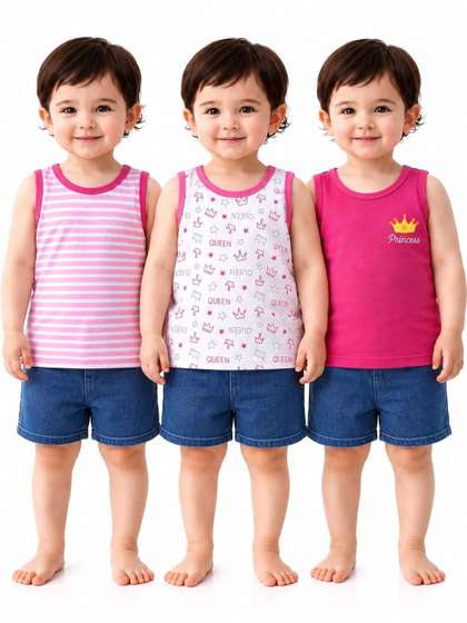 KidBee Kids Pack Of 3
                    Cotton Basic Innerwear Vests