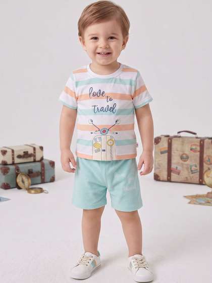 PHF Prency Boys Printed
                    T-shirt with Shorts