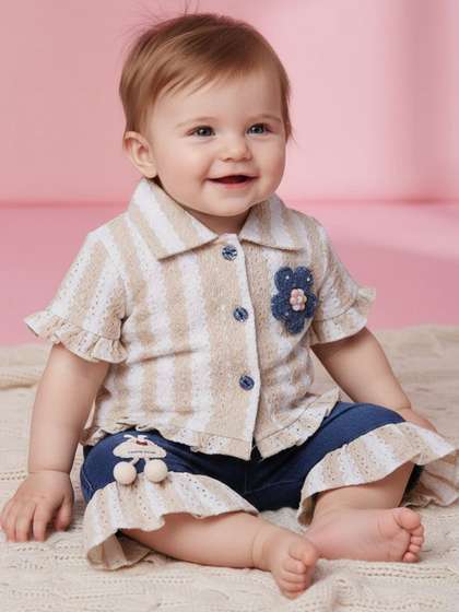 V-Mart Girls Striped
                    Shirt with Trousers