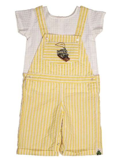 APPLE ANT Infant Kids
                    Striped Pure Cotton Short Dungarees With Top
