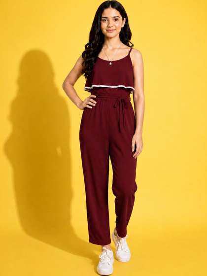 FELLAMO Girls Basic
                    Jumpsuit with Lace Inserts