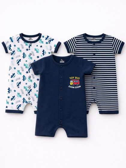 KidBee Infants Pack Of 3
                    Printed Pure Cotton Rompers