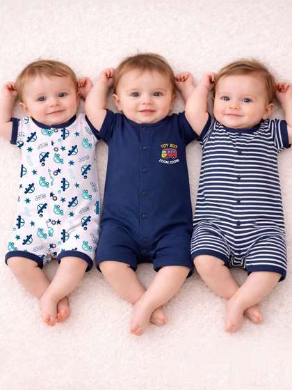 KidBee Infants Pack Of 3
                    Printed Cotton Rompers