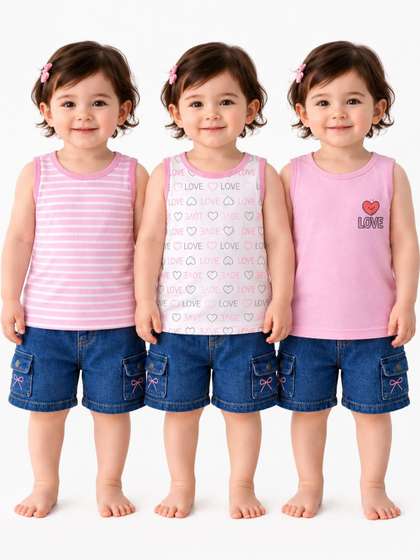KidBee Pack of 3 Round
                    Neck Cotton Tank