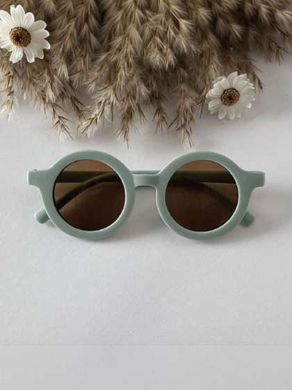 SPADEACES Unisex Kids
                    Brown Lens & Green Round Sunglasses with