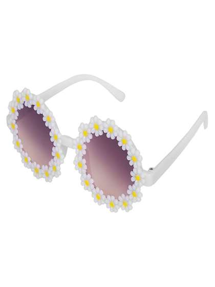 SPADEACES Unisex Kids
                    Purple Lens & White Round Sunglasses with