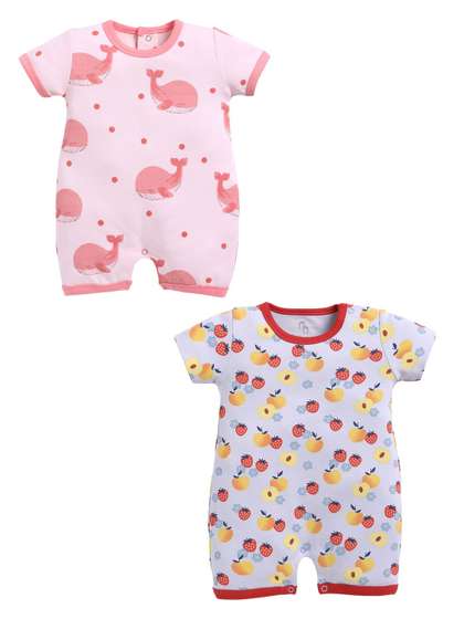 BABY GO Infants Girls
                    2-Pcs Cotton Rompers