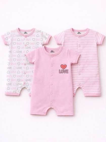 KidBee Infants Pack Of 3
                    Printed Pure Cotton Rompers