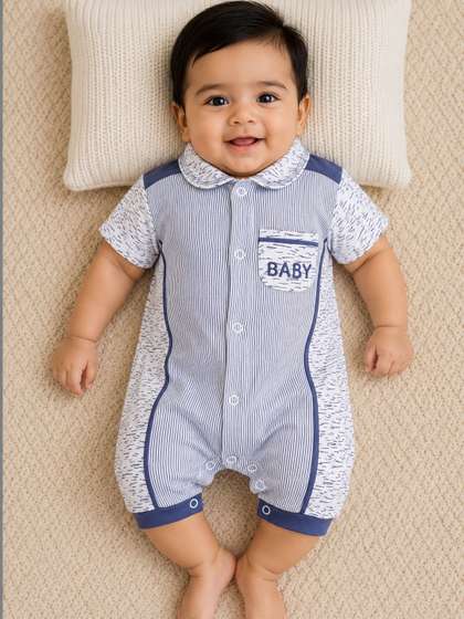 BABY GO Infant Boys
                    Self-Design Cotton Rompers