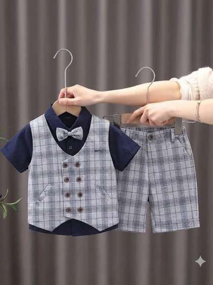 NEMI CREATION Boys
                    Checked Shirt with Shorts