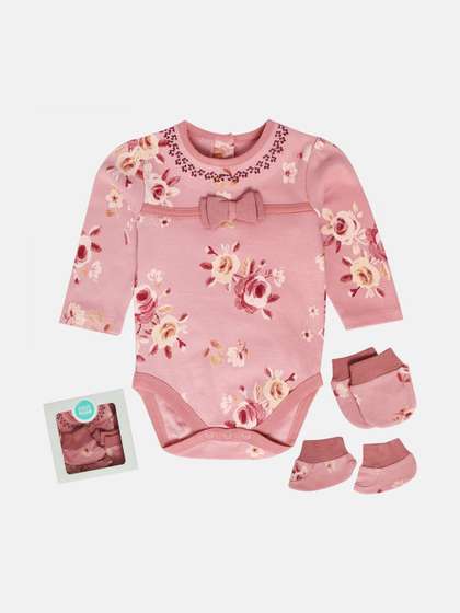 MINI KLUB Infant Girls
                    Pack Of 3 Pure Cotton Baby Apparel Gift Set