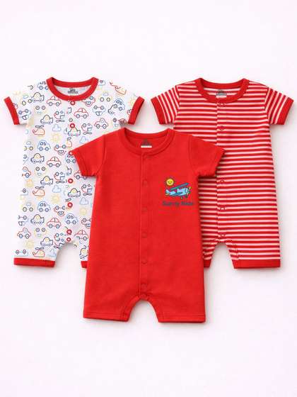 KidBee Infants Pack Of 3
                    Printed Pure Cotton Rompers