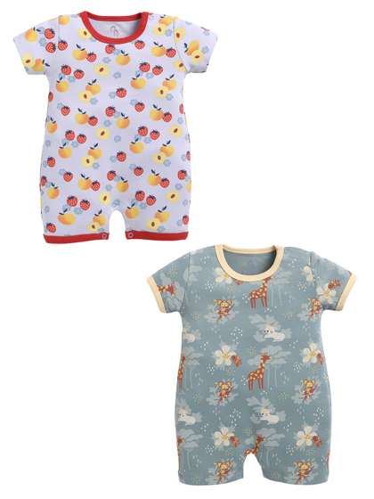 BABY GO Girls Cotton
                    Blend Pack of 2 Rompers