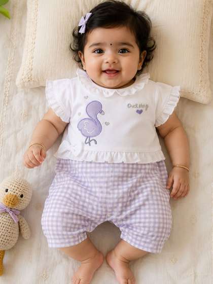 BABY GO Infant Girls
                    Printed Cotton Rompers