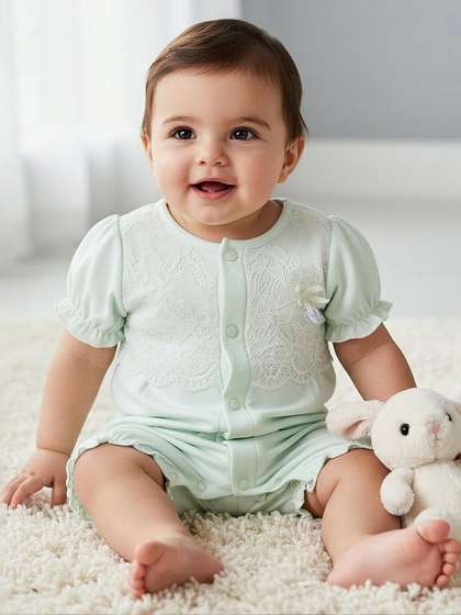 Giggles by Babyshop
                    Infant Girls Self-Design Cotton Rompers