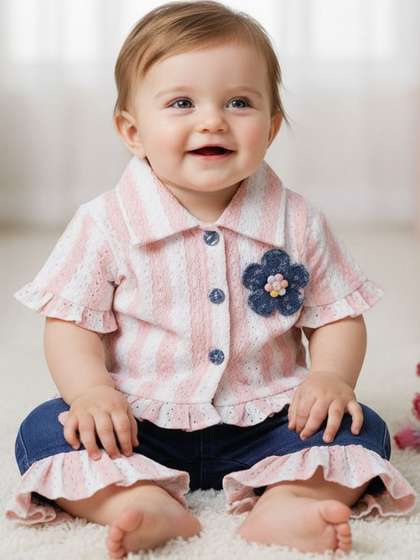 V-Mart Girls Striped
                    Shirt with Trousers