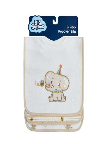 Big Softies Infants Pack
                    Of 3 Popover Printed Bibs