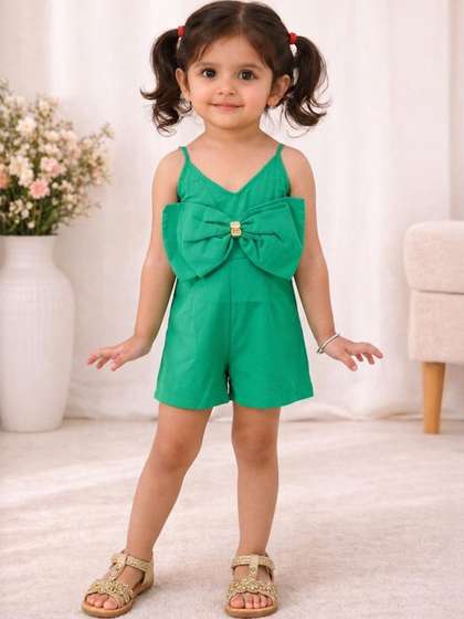 LITTLE GINNIE Girls
                    Cotton Sleeveless Jumpsuit